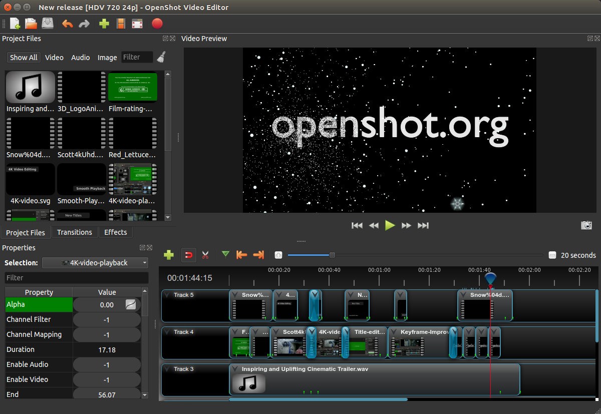 phần mềm edit video openshot